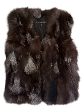 Adrienne Landau Brown Fox Fur Vest - Luxe Sleeveless Layer